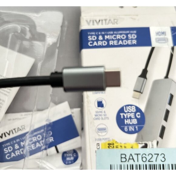 NEW Vivitar Aluminum USB Type C Hub 6 In 1 SD & Micro SD Card Reader Plug & Play - Picture 6 of 9